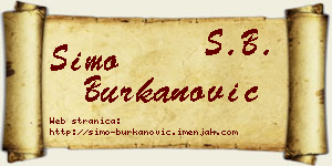 Simo Burkanović vizit kartica